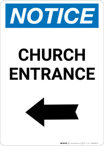 Notice: Church Entrance with Left Arrow Portrait
