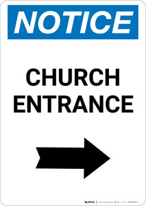 Notice: Church Entrance with Right Arrow Portrait
