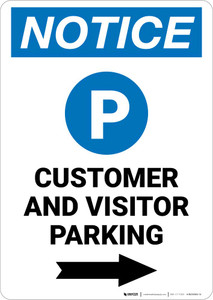 Notice: Customer And Visitor Parking with Right Arrow Portrait