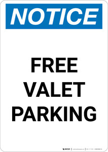 Notice: Free Valet Parking Portrait