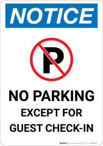 Notice: No Parking Except for Guest Check-In Portrait