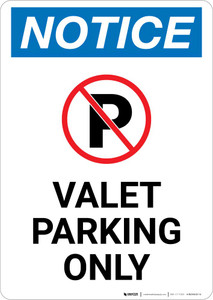 Notice: Valet Parking Only with Icon Portrait