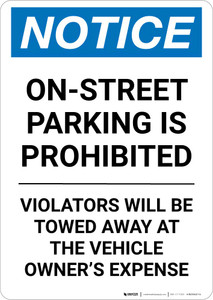 Notice: On-Street Parking Prohibited Portrait