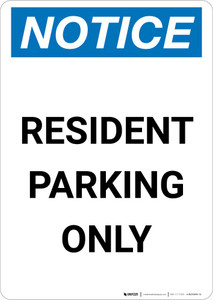 Notice: Resident Parking Only Portrait