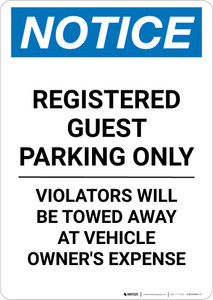 Notice: Registered Guest Parking Only Portrait