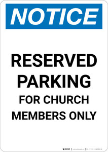 Notice: Reserved Parking for Church Members Only Portrait