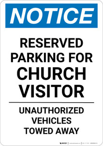 Notice: Reserved Parking for Church Visitors Portrait