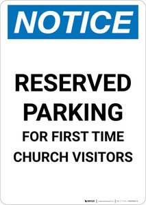 Notice: Reserved Parking for First Time Church Visitor Portrait