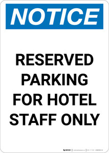 Notice: Reserved Parking for Hotel Staff Only Portrait