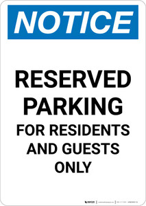 Notice: Reserved Parking for Residents And Guests Only Portrait