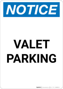 Notice: Valet Parking Portrait