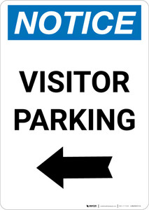 Notice: Visitor Parking with Left Arrow Portrait