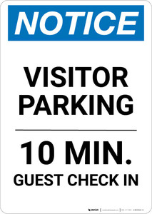 Notice: Visitor Parking - 10 Min. Guest Check In Portrait
