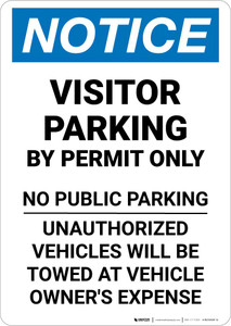 Notice: Visitor Parking By Permit Only - No Public Parking Portrait