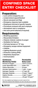 Confined Space Entry Checklist (Adhesive)