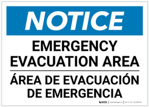Notice: Bilingual Spanish Emergency Evacuation Area Landscape - Label