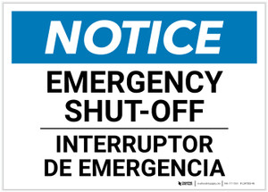 Notice: Bilingual Spanish Emergency Shut-off Landscape - Label