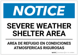 Notice: Bilingual Spanish Severe Weather Shelter Area Landscape - Label