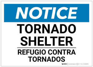 Notice: Bilingual Spanish Tornado Shelter Landscape - Label
