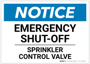 Notice: Emergency Shut-Off - Sprinkler Control Valve Landscape - Label