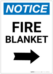 Notice: Fire Blanket with Right Arrow Portrait - Label