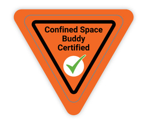 Confined Space Buddy Certified Orange Triangle - Hard Hat Sticker