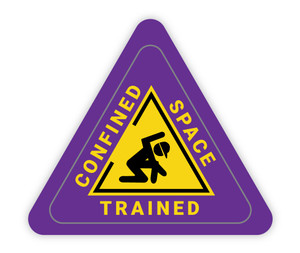 Confined Space Trained Purple Triangle - Hard Hat Sticker