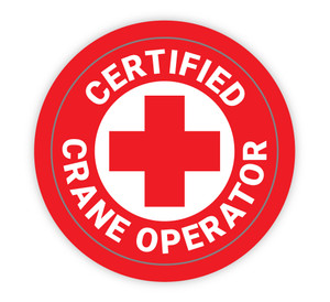 Certified Crane Operator with Medical Symbol - Hard Hat Sticker