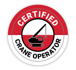 Certified Crane Operator with Icon - Hard Hat Sticker