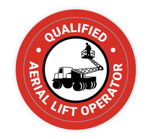 Qualified Aerial Lift Operator Red - Hard Hat Sticker