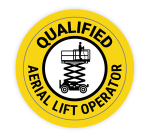 Qualified Aerial Lift Operator Yellow - Hard Hat Sticker