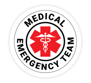 Medical Emergency Team with Health Symbols - Hard Hat Sticker