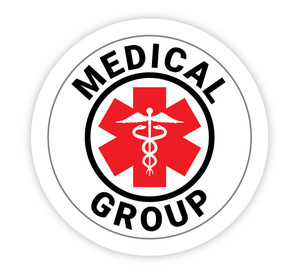 Medical Group with Health Symbols - Hard Hat Sticker