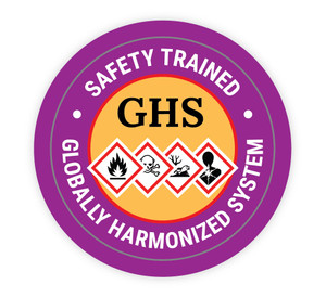 Safety Trained Globally Harmonized System with Icons - Hard Hat Sticker