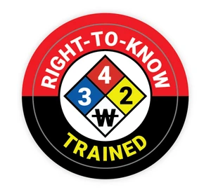 Right-To-Know Trained Black and Red - Hard Hat Sticker