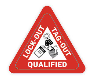 Lock-Out Tag-Out Qualified Triangle - Hard Hat Sticker