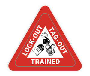 Lock-Out Tag-Out Trained Triangle - Hard Hat Sticker