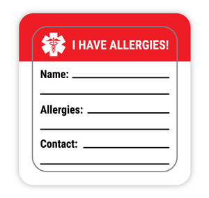I Have Allergies with Write in Emergency Contact Info - Hard Hat Sticker