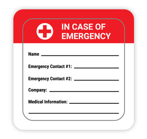 In Case of Emergency with Write in Emergency Contact Info - Hard Hat Sticker