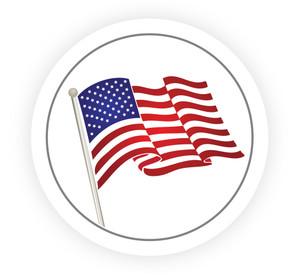 US Flag Circle - Hard Hat Sticker