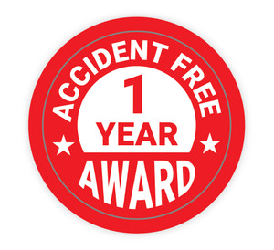 Accident Free 1 Year Award - Hard Hat Sticker