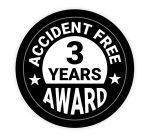 Accident Free Award 3 Years - Hard Hat Sticker