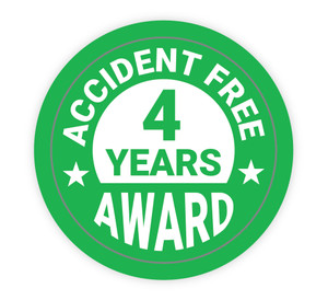 Accident Free Award 4 Years - Hard Hat Sticker