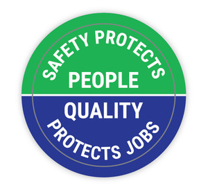 Safety Protects People/Quality Protects Jobs - Hard Hat Sticker