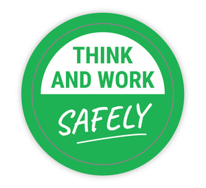 Think and Work Safely - Hard Hat Sticker