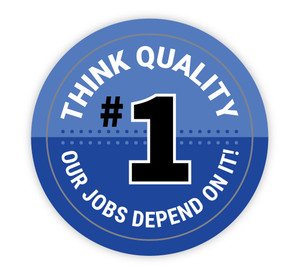 Think Quality #1 - Our Jobs Depend On It! - Hard Hat Sticker