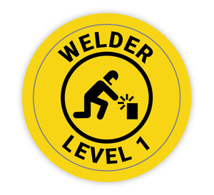 Welder Level 1 Yellow with Icon - Hard Hat Sticker