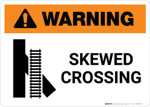 Warning: Skewed Crossing with Icon 1 ANSI Landscape - Wall Sign