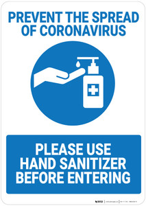 Prevent Coronavirus - Please Use Hand Sanitizer - Wall Sign Prevent Coronavirus - Please Use Hand Sanitizer - Wall Sign