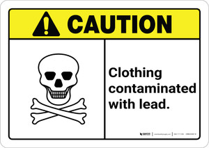 Caution: Clothing Contaminated With Lead with Icon ANSI Landscape